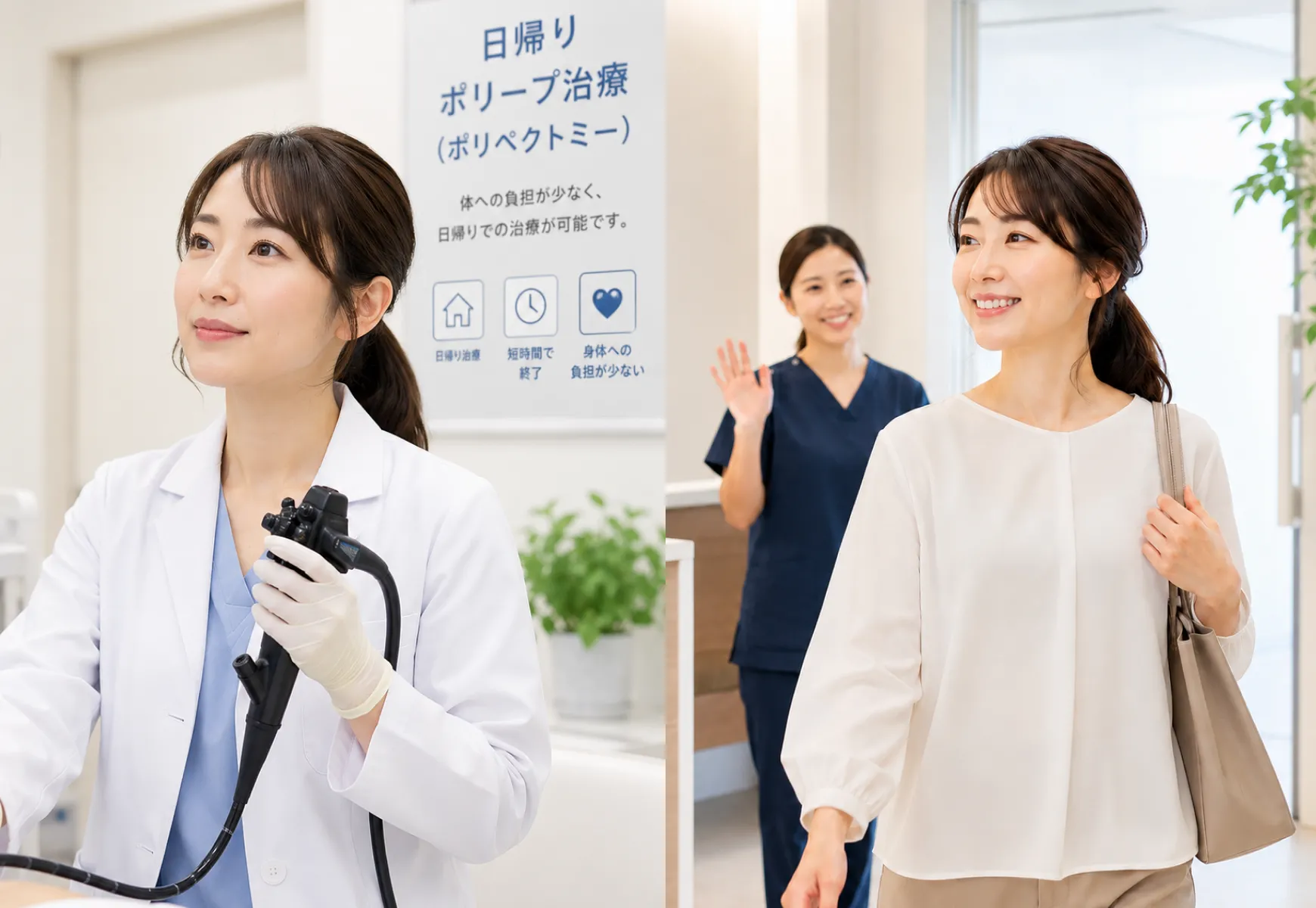 院内で案内するスタッフ