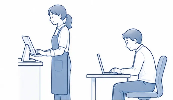 デスクワークで長時間座る人のイラスト
