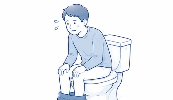 トイレでいきむ人のイラスト